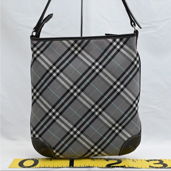 BURBERRY BLUE LABEL Check Pattern Shoulder Bag Nylon Leather Black - EUC - Picture 2 of 16